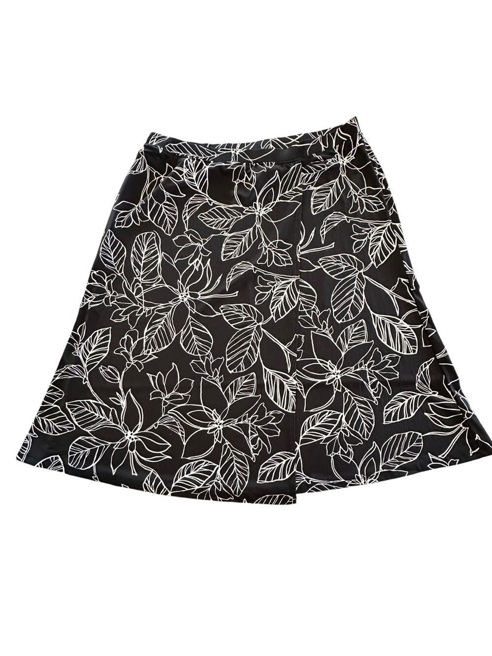 Covington Career Knee Length Floral Wrap Skirt Womens Large Black & White